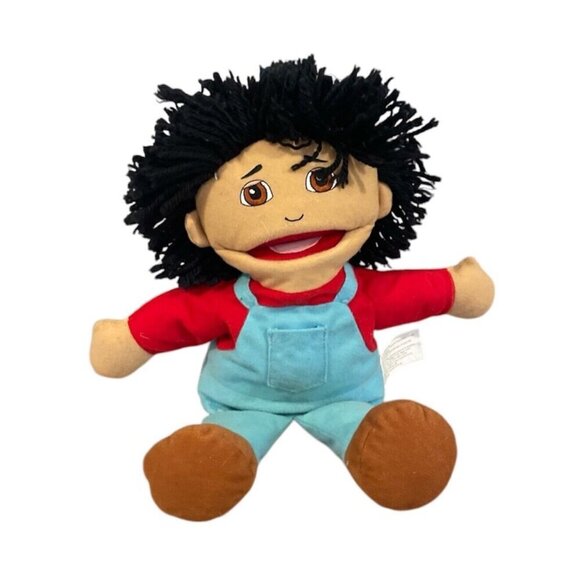 Constructive Playthings Puppet Full Body Open Mouth Asian Boy Brother Overalls - Picture 1 of 8